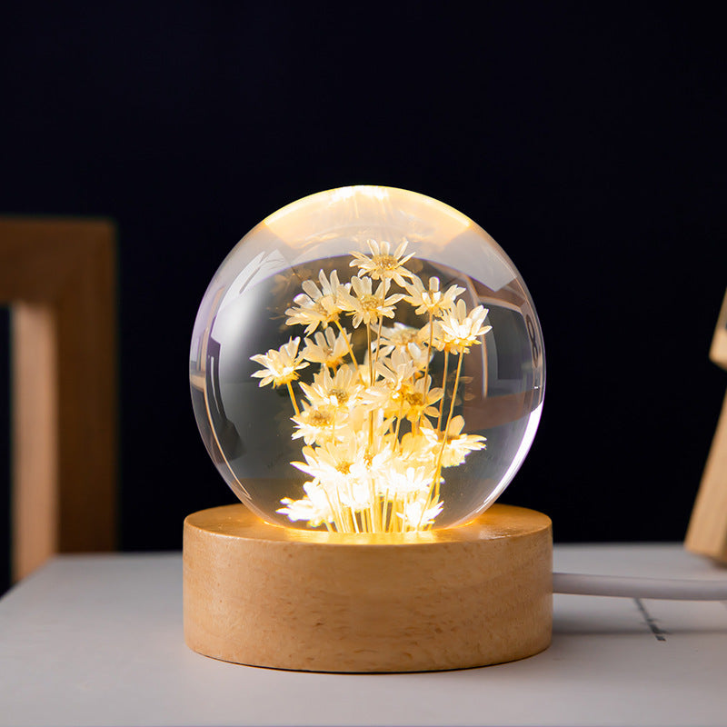 Night Light Flower Crystal Ball
