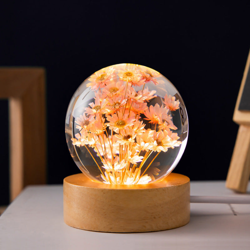 Night Light Flower Crystal Ball