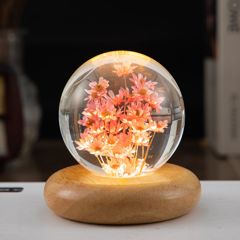 Night Light Flower Crystal Ball